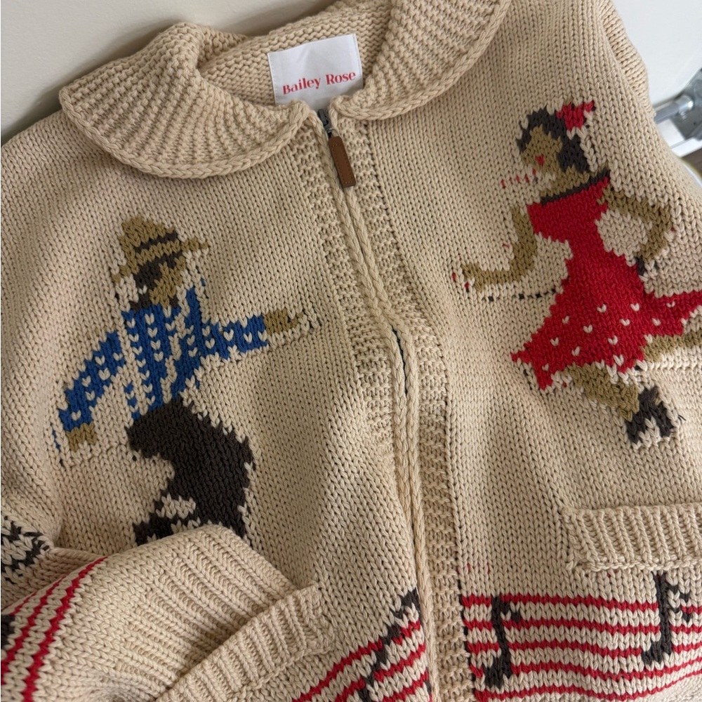 Bailey Rose Vintage Inspires Music Sweater Cardigan Cream - Picture 5 of 5